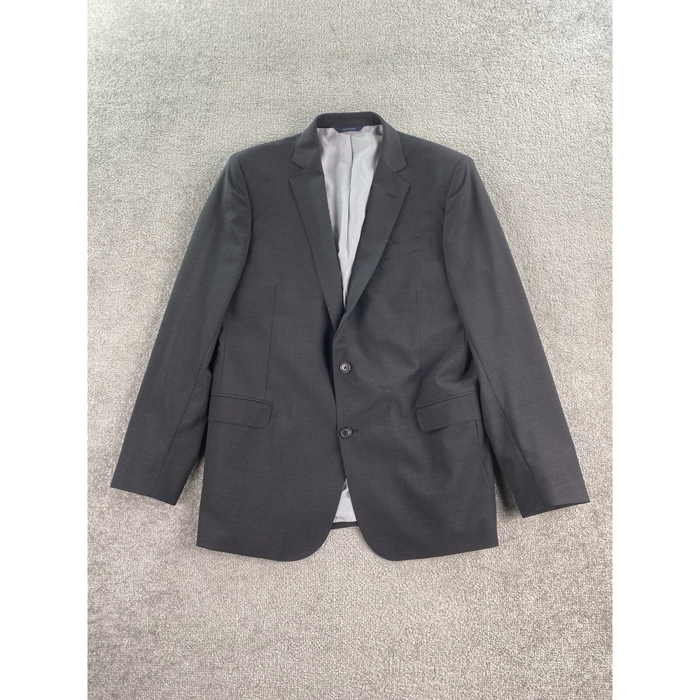 Brooks Brothers Suit Jacket 44 L Gray Wool Solid Explorer Fitzgerald Fit Luxury